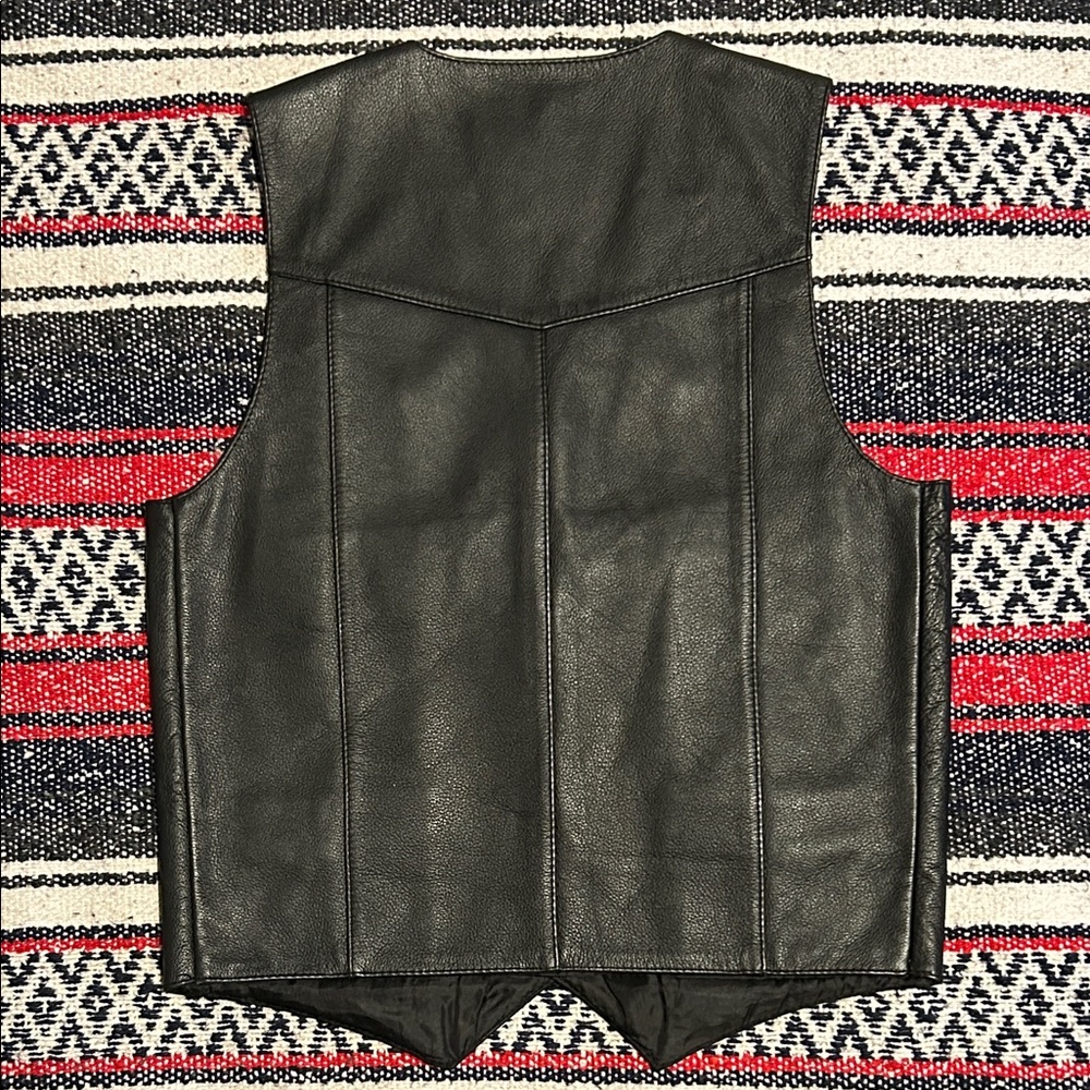 FMC Men's Black Leather Vest - Picture 3 of 6